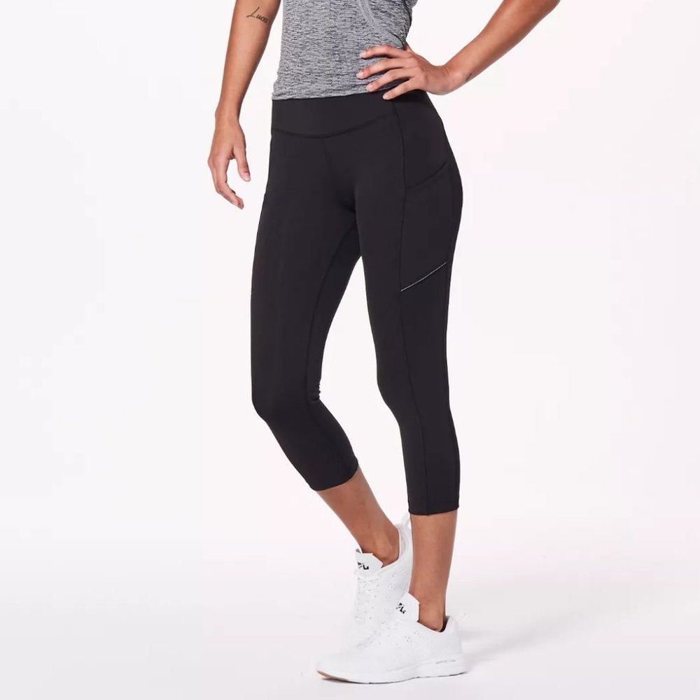Lululemon Womens Black Speed Up Crop Leggings With Pocket, Size 12